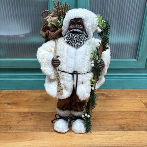 African American Santa Claus Signature Collection White Christmas 18”